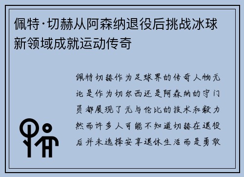 佩特·切赫从阿森纳退役后挑战冰球新领域成就运动传奇 佩特·切赫从阿森纳退役后挑战冰球新领域成就运动传奇
